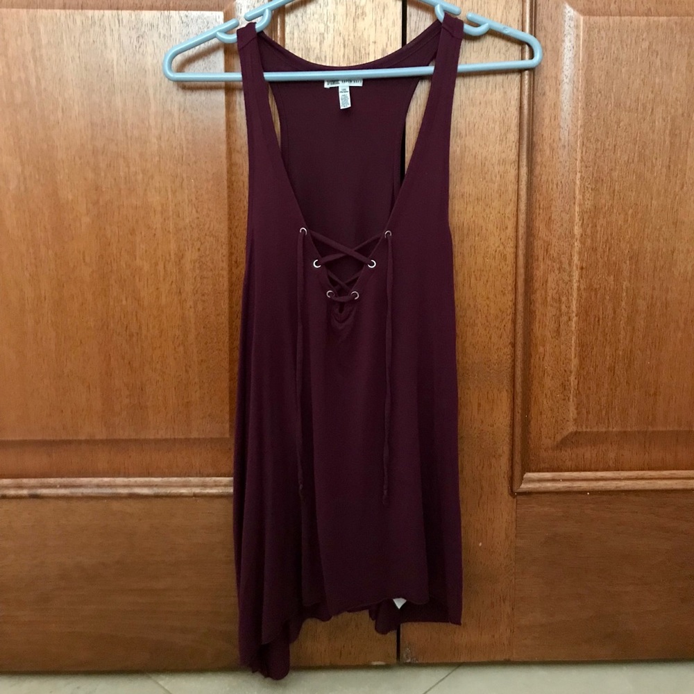 Criss-Cross Super Soft Burgundy Tank